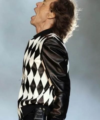 Mick Jagger Rolling Stones Star Black and White Bomber Jacket