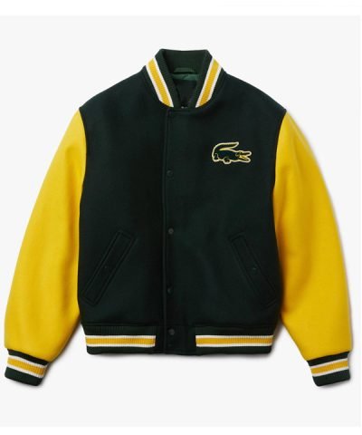 Lacoste Green and Yellow Live Two Tone Wool Jacket