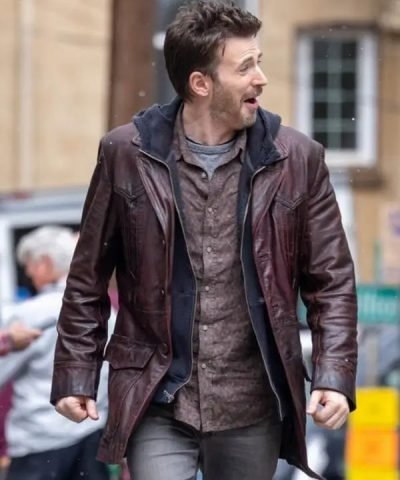 Chris Evans Red One 2023 Jack O’Malley Brown Leather Jacket