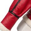 Womens Christmas Red Shearling Leather Jacket