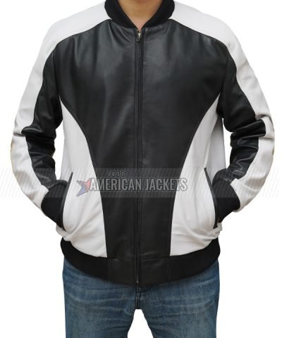 Black Adam Mohammed Amer White and Black Leather Jacket