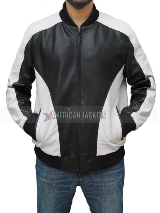 Black Adam Mohammed Amer White and Black Leather Jacket