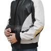 Black Adam Mohammed Amer White and Black Leather Jacket