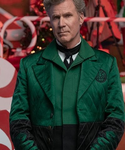 Will Ferrell Spirited Quilted Green and Black Coat