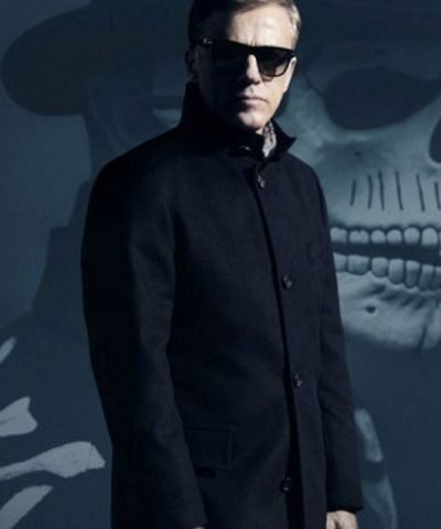 Christoph Waltz Spectre Black Wool Coat