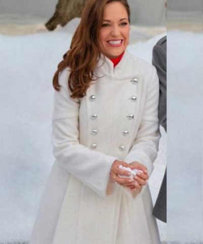 Laura Osnes One Royal Holiday Anna Jordan White Wool Coat