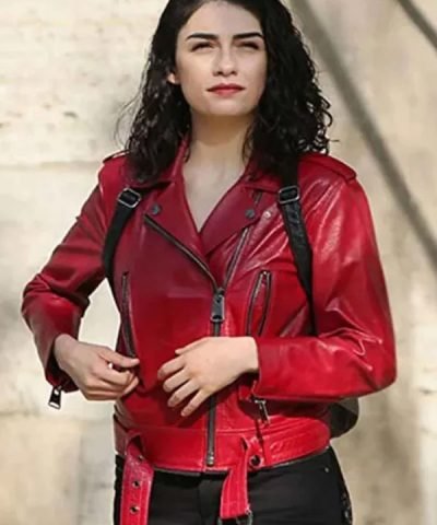 Zeynep Erman The Protector Red Leather Biker Jacket