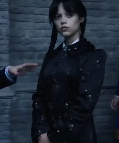 Wednesday 2022 Jenna Ortega Black Coat