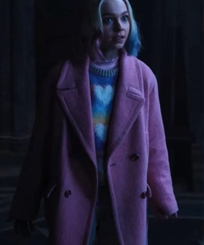 Wednesday S01 Emma Myers Pink Wool Coat