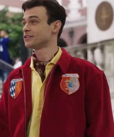 Thomas Doherty Gossip Girl 2021 Max Wolfe Red Wool Jacket