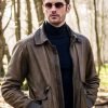 James Foster Infinity Pool 2023 Alexander Skarsgård Brown Leather Jacket