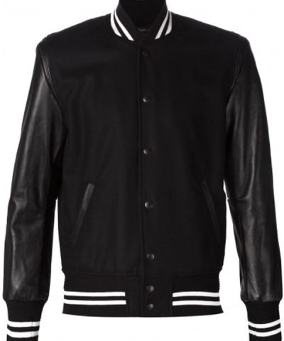 Men’s Bomber Style Black Varsity Jacket