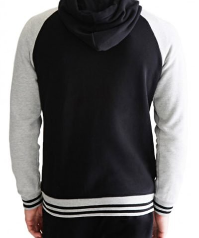 Men’s Black Varsity Hooded Jacket