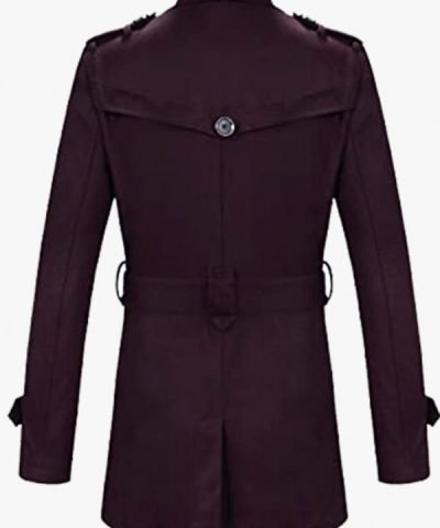 Men’s Double Breasted Purple Wool Coat