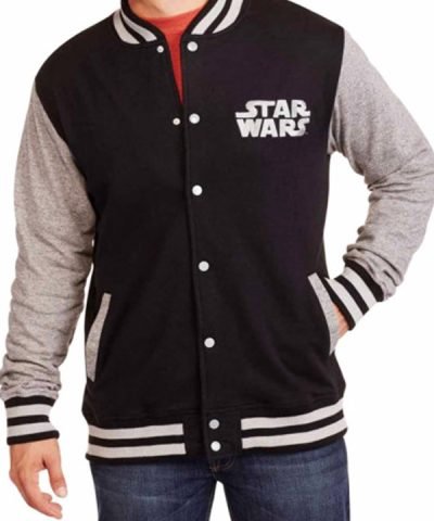 Men’s Star Wars Letterman Black And Grey Varsity Jacket