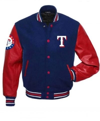 MLB Texas Rangers Blue and Red Varsity Jacket