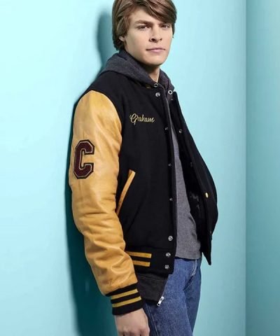 Graham Lansing Prom Pact (2023) Blake Draper Black Bomber Varsity Jacket