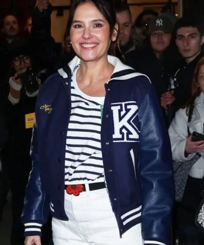 Virginie Ledoyen French Actress Blue Varsity Jacket