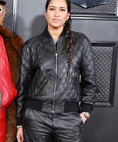 Grammys Awards Helen Lasichanh Black Leather Jacket