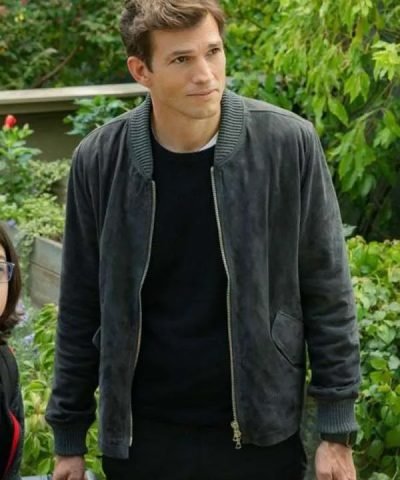 Peter Coleman Your Place or Mine Ashton Kutcher Black Suede Leather Jacket