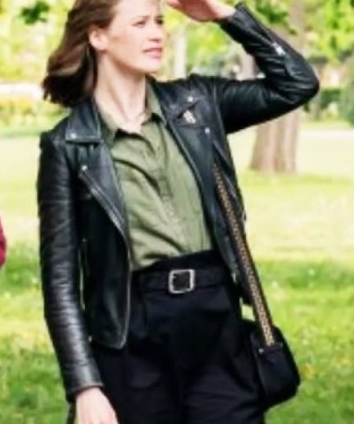 Tara The Love Club 2023 Camille Stopps Black Leather Jacket