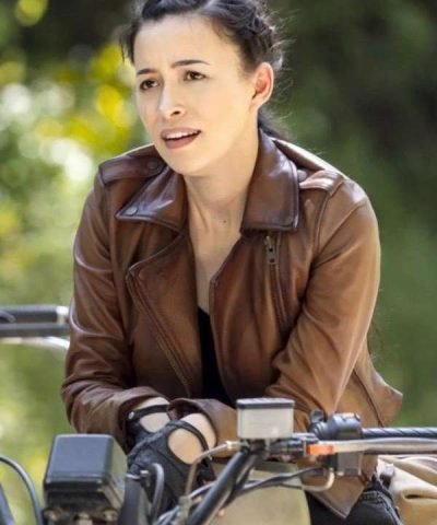 Christian Serratos The Walking Dead Rosita Espinosa Brown Biker Leather Jacket