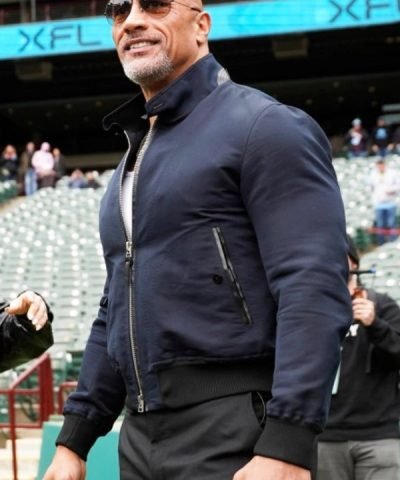 Dwayne Johnson XFL 2023 Blue Bomber Jacket