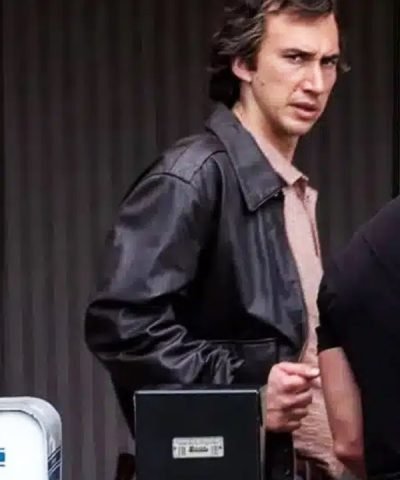 Adam Driver White Noise Black Leather Jacket