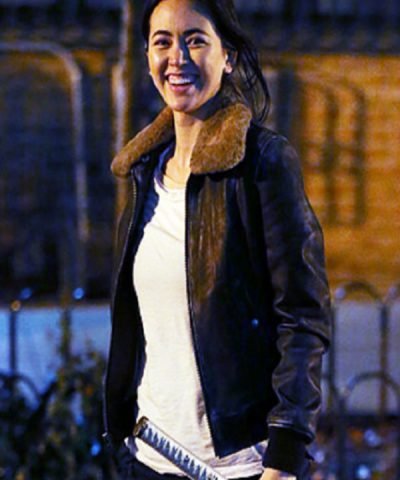 Colleen Wing TV Series The Defenders Jessica Henwick Black Shearling Leather Jacket