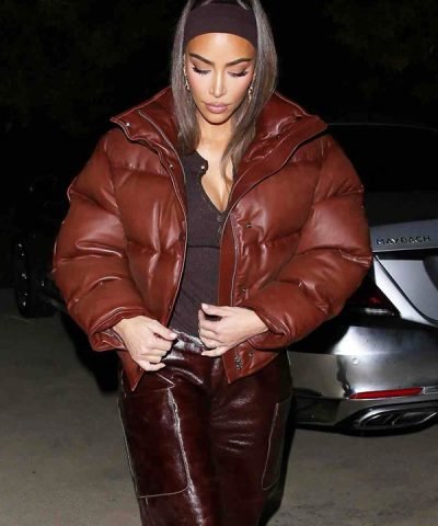 TV Series The Kardashians S02 Kim Kardashian Brown Puffer Jacket