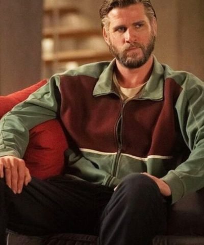 Michael Nankervis Poker Face 2023 Liam Hemsworth Green And Maroon Bomber Jacket