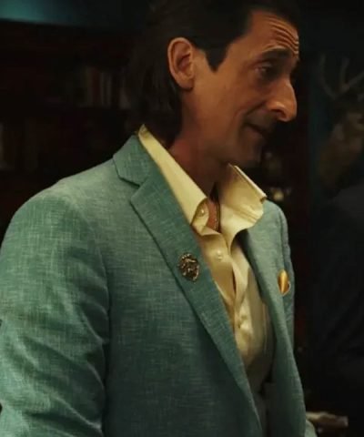 Adrien Brody Poker Face 2023 Sterling Frost Jr Blue Blazer