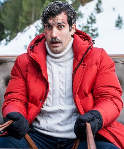 Raúl 1000 Miles From Christmas (2021) Tamar Novas Red Puffer Jacket