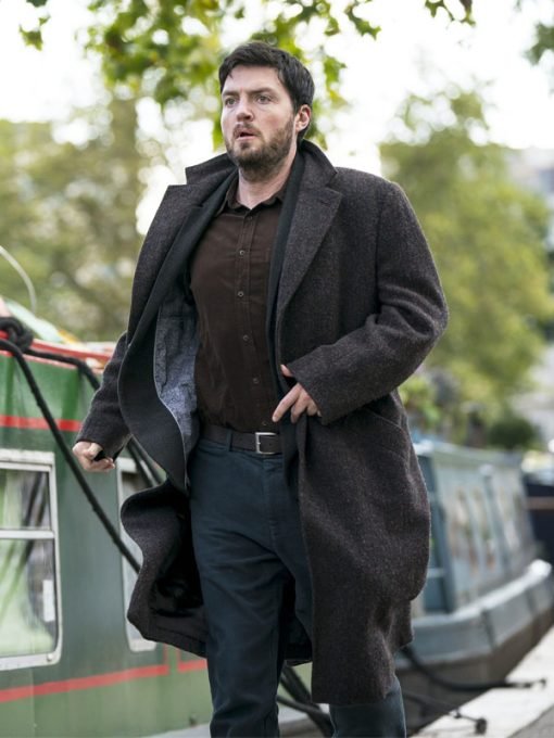 Tom Burke C.B Strike Brown Wool Coat