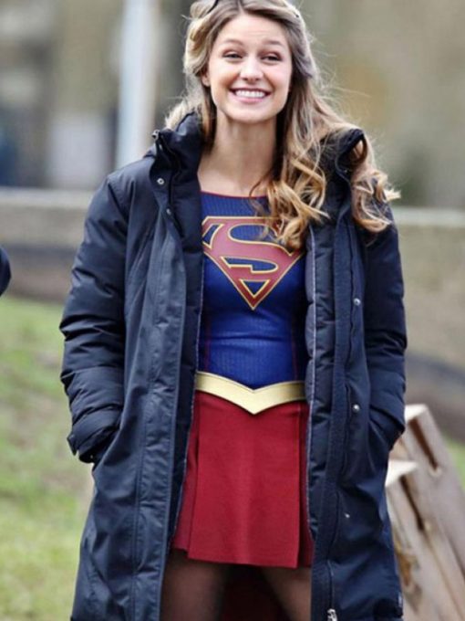 Kara Danvers TV Series Supergirl Melissa Benoist Blue Puffer Coat