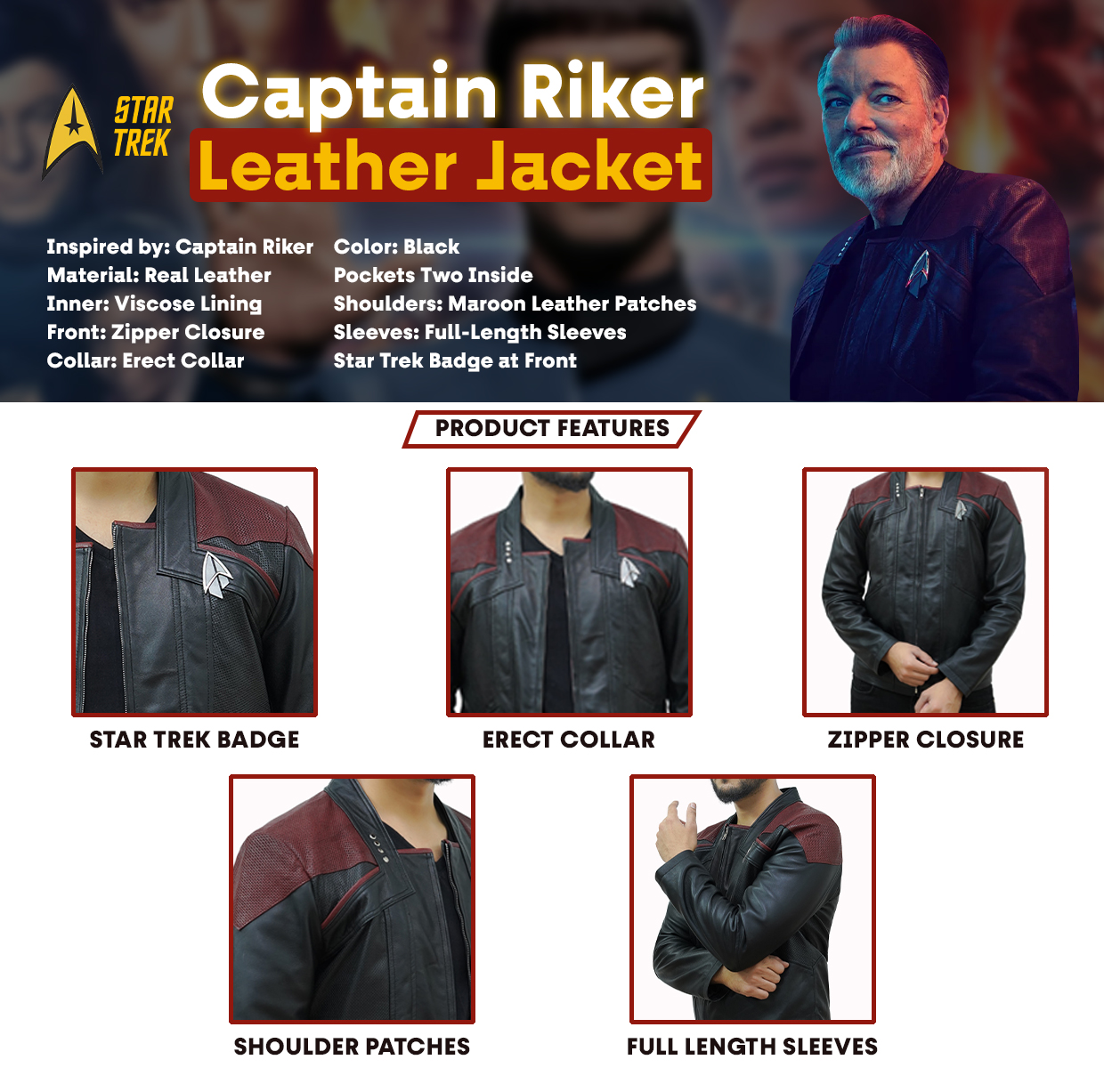 Star Trek Picard Season 03 Captain Riker Leather Jacket