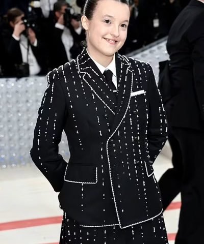 Actor Bella Ramsey Met Gala 2023 Black Blazer with Beads