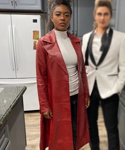 Athena Exceptional Beings 2023 Ciarra Carter Red Leather Trench Coat