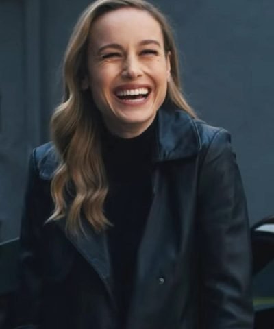 Brie Larson Fast X Black Leather Coat