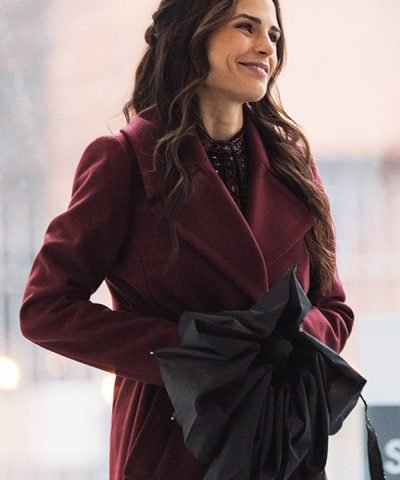 Movie Simulant (2023) Jordana Brewster Maroon Wool Coat