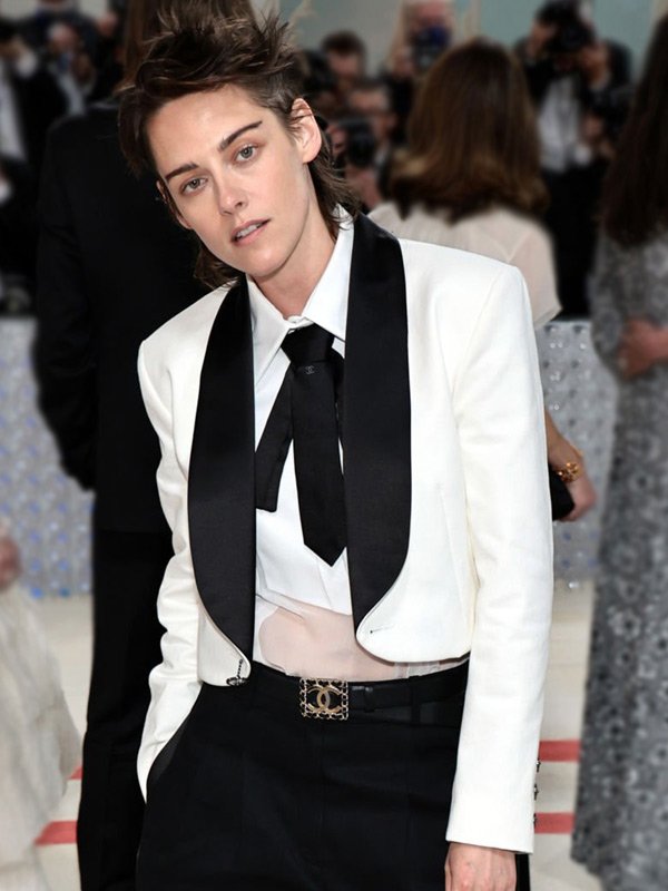 Kristen Stewart Met Gala White Cropped Blazer