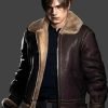 Video Game Resident Evil 4 (2023) Leon S. Kennedy Brown Shearling Leather Jacket