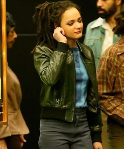 Sasha Lane 2023 Green Leather Jacket