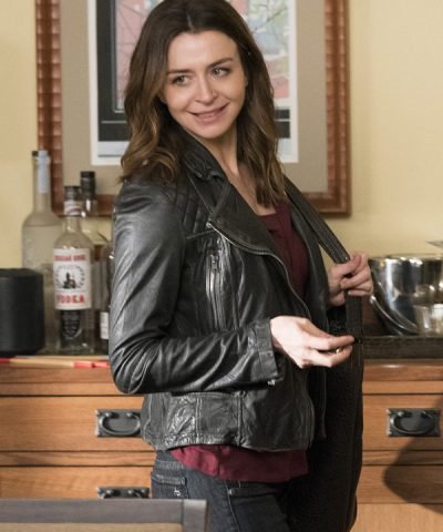 Caterina Scorsone Greys Anatomy Dr. Amelia Shepherd Black Leather Jacket