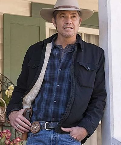 Timothy Olyphant Cotton Sherpa Jacket