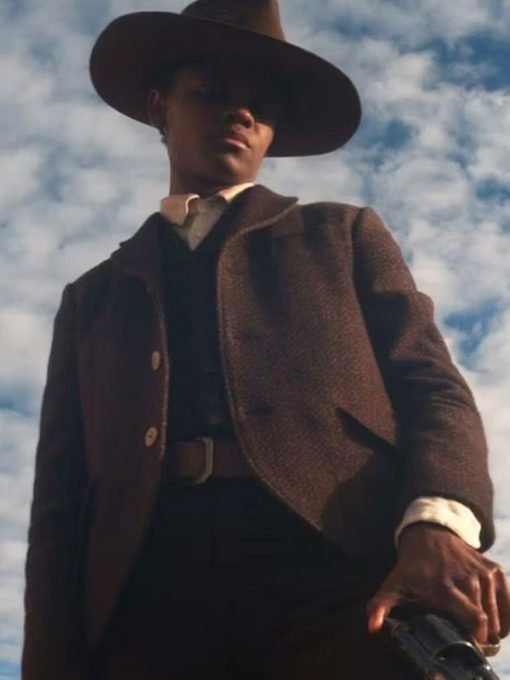 Movie Surrounded (2023) Letitia Wright Brown Wool Coat