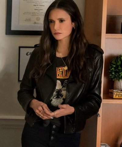 Movie The Out-Laws (2023) Nina Dobrev Black Leather Jacket