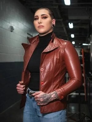 WWE Rhea Ripley Brown Leather Jacket - Just American Jackets