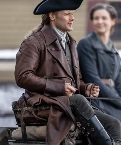 Sam Heughan Outlander S07 Brown Leather Coat