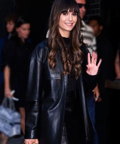 Nina Dobrev Black Leather Jacket